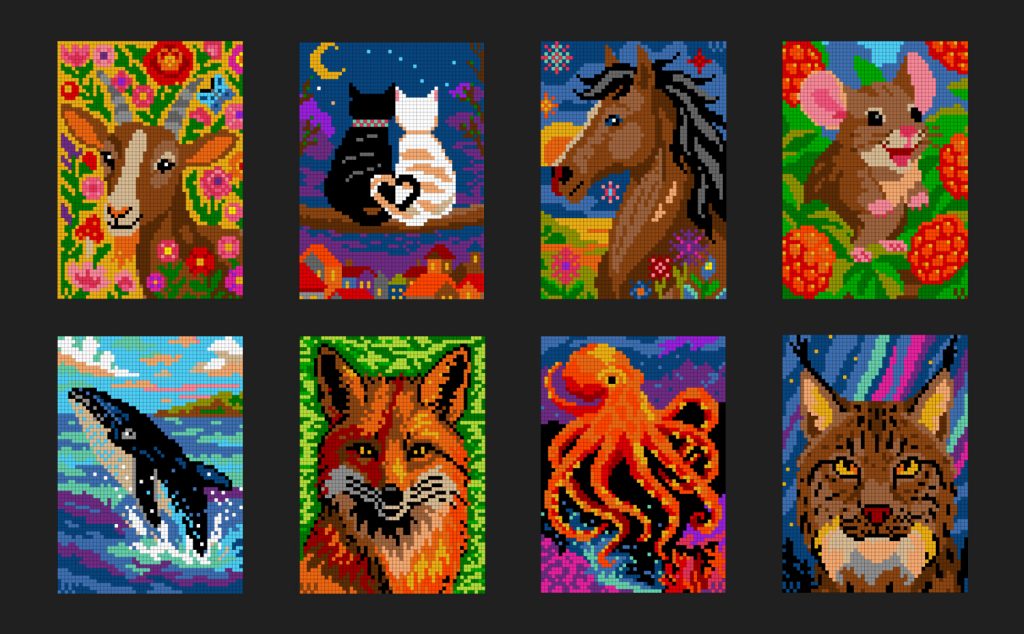 100 animals color-by-number - 8 pages revealed