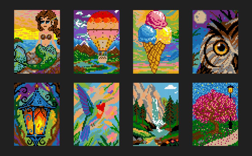 57 mysteries color-by-number - 8 pages revealed