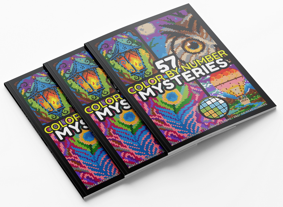 57 Mysteries – relaxing pixel art coloring book paperback