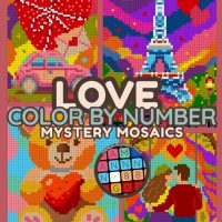 Mystery Mosaics Love color by number book for adults – pixel art coloring by Serge Whitehill