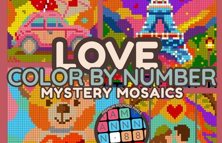 Mystery Mosaics Love color by number book for adults – pixel art coloring by Serge Whitehill